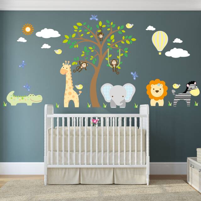 Jungle Animals Nursery Wall Decals, Safari Tree Mural by Etsy ...