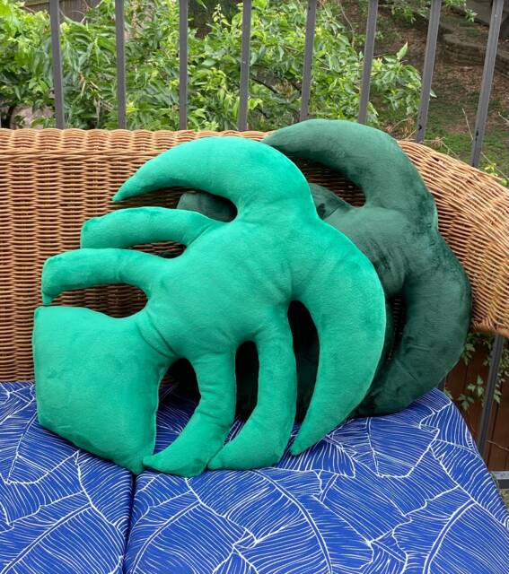 Monstera Leaf Plush Pillow