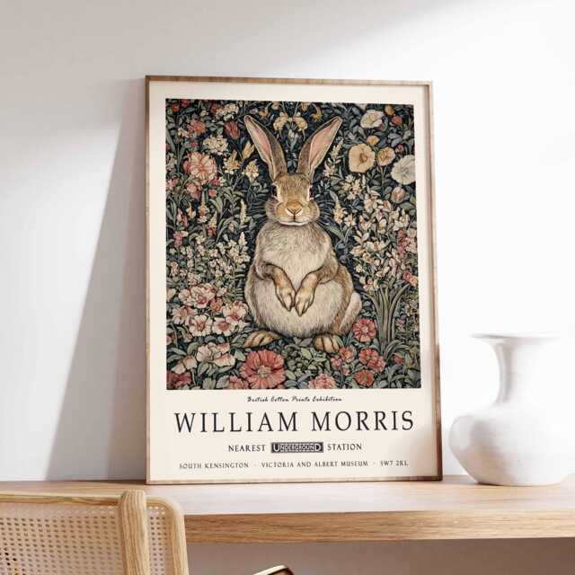 William Morris Poster, Rabbit Print, Animal Floral Botanical Decor, Kew ...