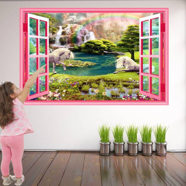 Unicorn Fairy Forest Fantasy Wall Decal Sticker Mural Poster Print Art ...