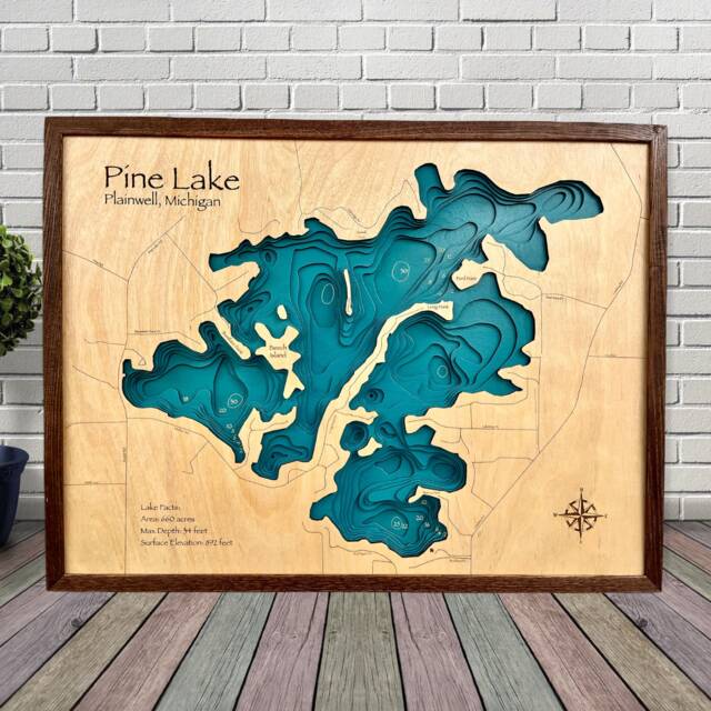 Pine Lake, Choose Your Custom Design, Custom Wood Map, Lake House Decor ...