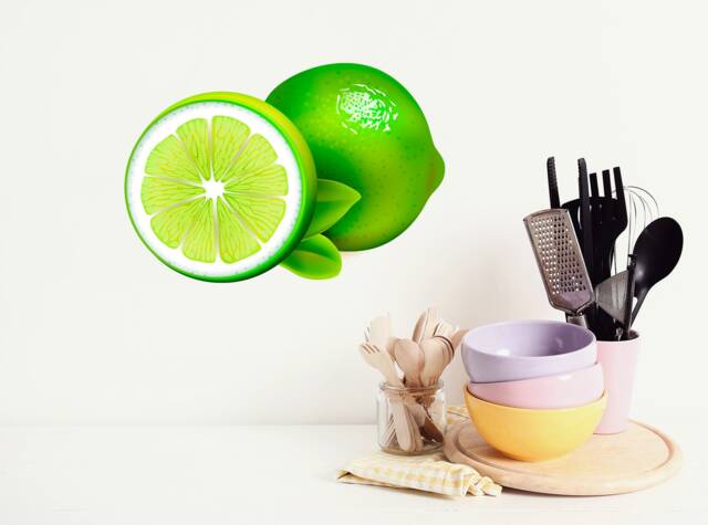 Lime Wall Decal For Kitchen - Lemon Decor Fruits Sticker Tiles Lemons ...