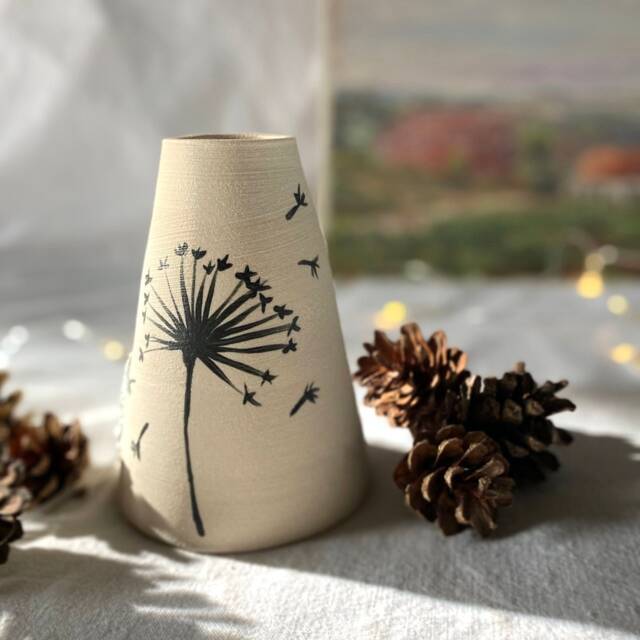 White Glazed Unglazed Wheel Thrown Stoneware Ceramic Flower Bud Vase ...