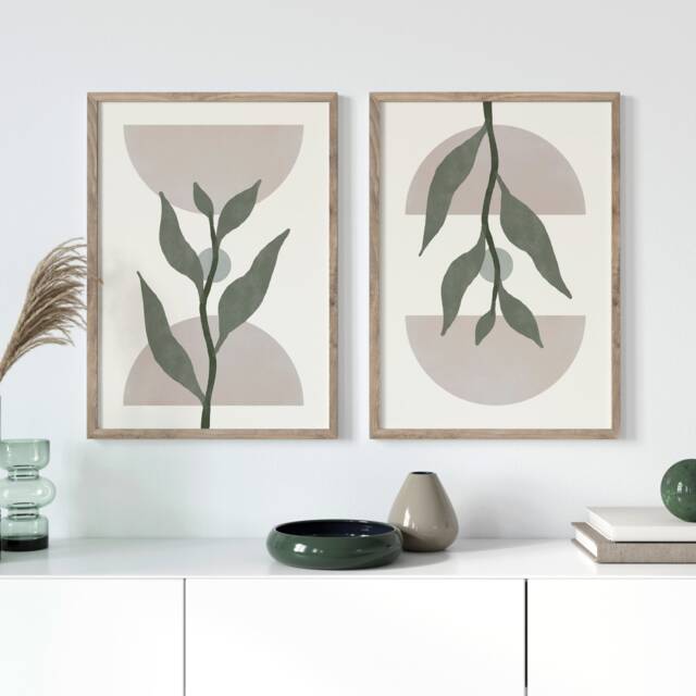 Neutral Boho Botanical Prints Sage Green Wall Art - Set Of 2 by Etsy ...