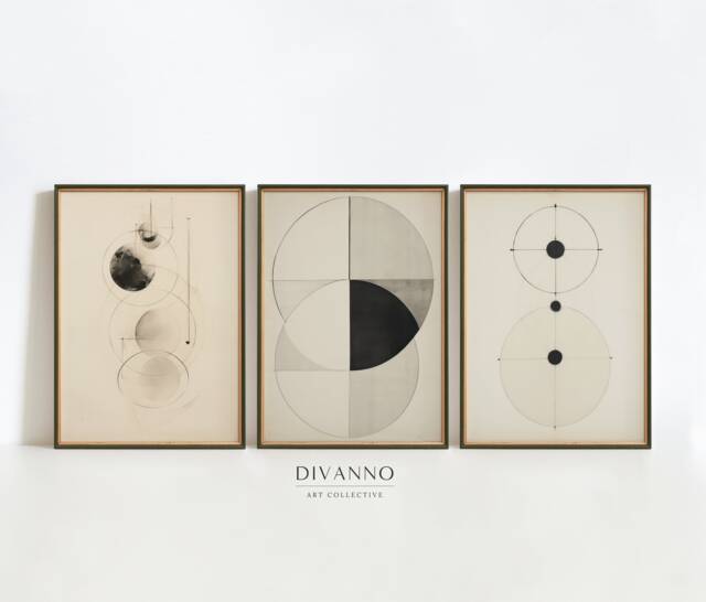 Set Of 3 Prints, Neutral Abstract Wall Art, Printable Black & Beige ...