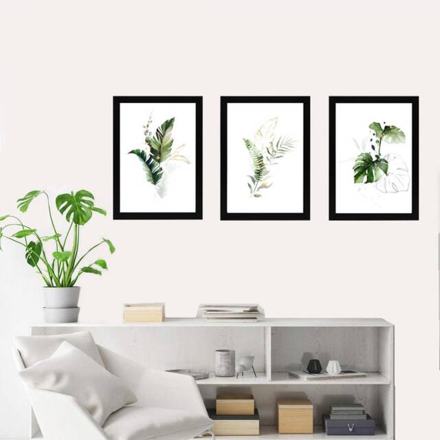 Beautiful Green Botanical Wall Art Print Set Of 3 Leaf Prints Natural ...