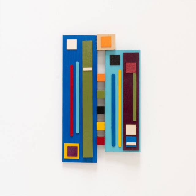 Colourful Rectangles Wood Wall Decor - Geometric Unique Art For Bedroom ...