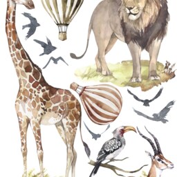 Watercolor Safari Animals Wall Decal Set Peel & Stick Nursery Decor by ...