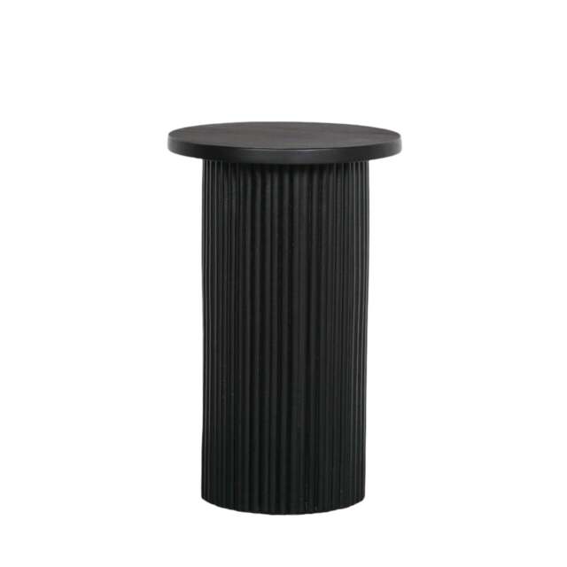 Ribbed Black Round Side Occasional Table by Furniture Edit | ufurnish.com