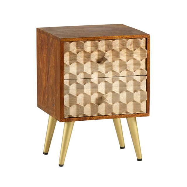 Ziggy Solid Mango Wood 2 Drawer Side Table by Furniture Edit | ufurnish.com