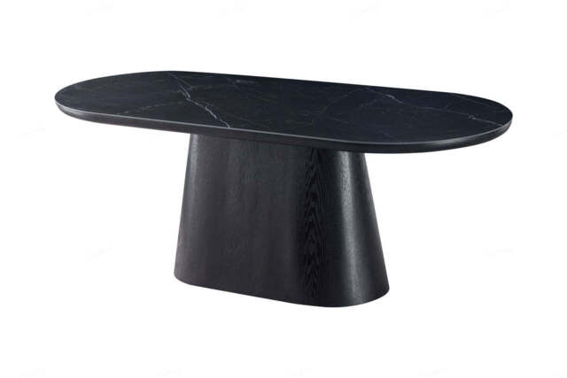 Bianca Oval Dining Table Black & Black Sintered Stone by Furniture Edit ...