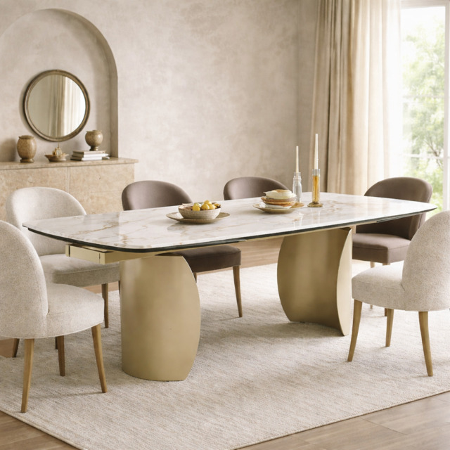 Palazzo Extending Dining Table Matt White & Earth Vein Italian Ceramic ...