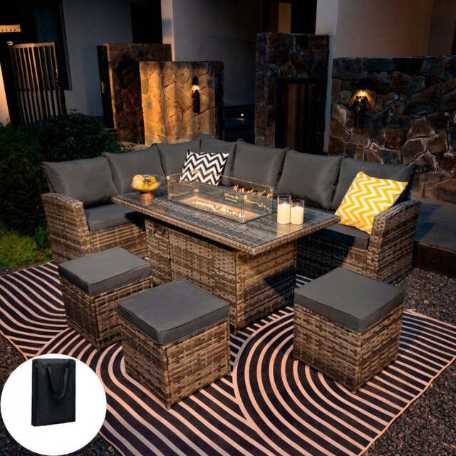 Rosen 9 Seater Fire Pit Rattan Garden Furniture Corner Dining Sofa Set rosen-9-seater-fire-pit-rattan-garden-furniture-corner-dining-sofa-set