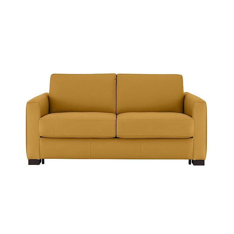 Nicoletti Alcova 2 Seater Leather Sofa Bed with Box Arms Torello Senape by Furniture Village