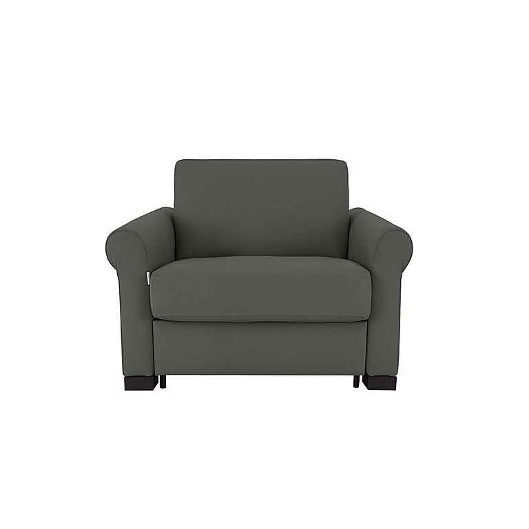 Nicoletti Alcova Leather Chair Sofa Bed with Scroll Arms Torello Grigio by Furniture Village