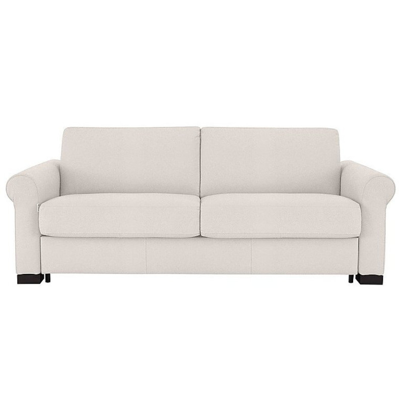 Nicoletti Alcova 3 Seater Fabric Sofa Bed with Scroll Arms Coupe Beige by Furniture Village