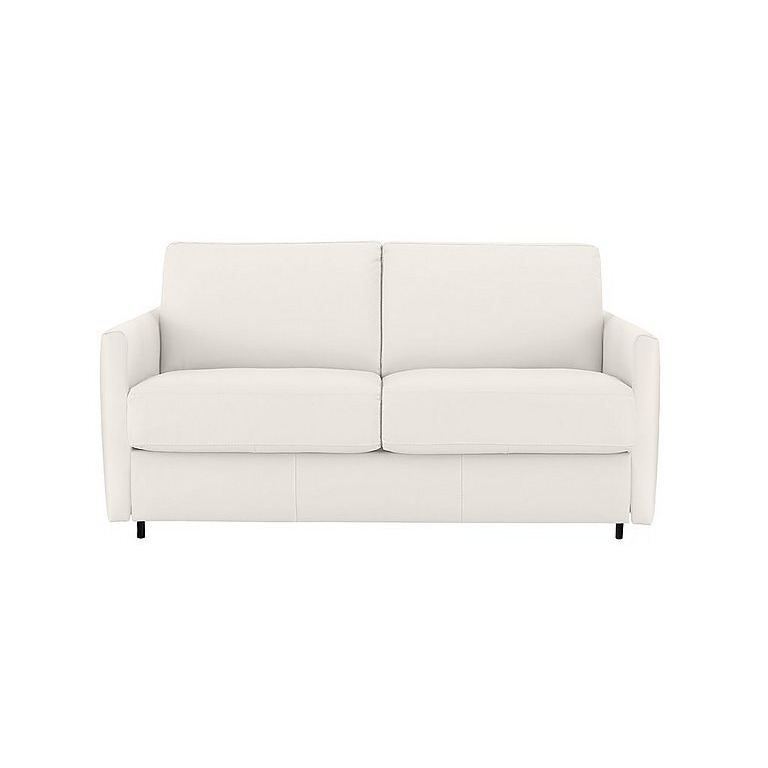 Nicoletti Alcova 2 Seater Leather Sofa Bed with Slim Arms Torello Bianco by Furniture