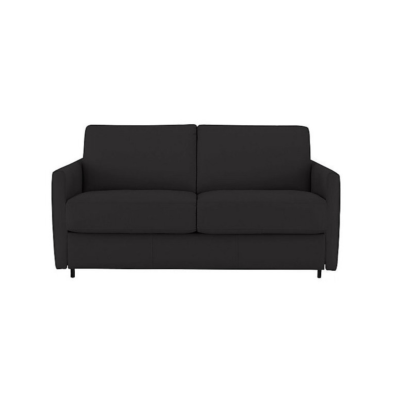 Nicoletti Alcova 2 Seater Leather Sofa Bed with Slim Arms Dali Nero by Furniture Village