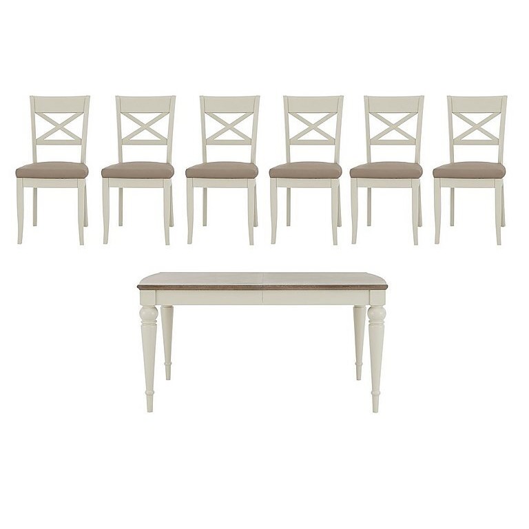 Furnitureland Annecy Large Extending Dining Table and 6 Cross Back