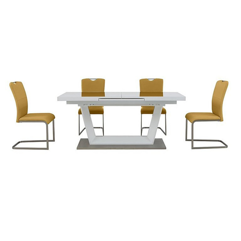 Bianco Large Extending Dining Table and 4 Chairs Dining Set Yellow by