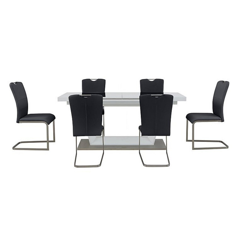 Bianco Large Extending Dining Table and 6 Chairs Dining Set Grey by