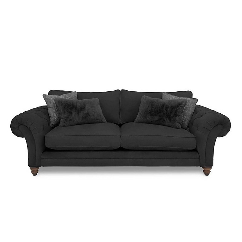 Boutique Collection Blenheim 4 Seater Classic Back Sofa with Walnut Feet Marlborough Raven