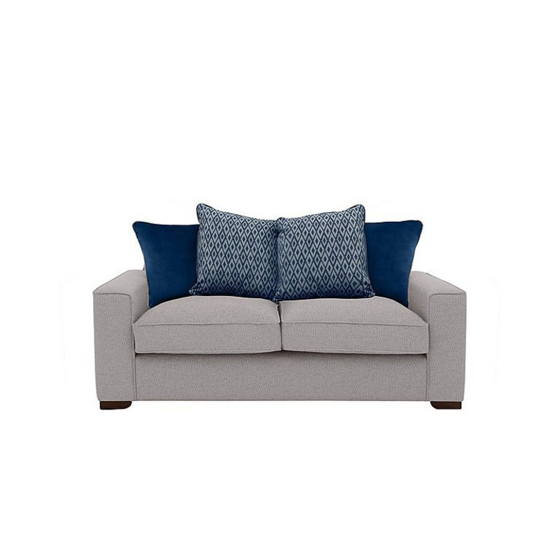 Cory 2 Seater Fabric Scatter Back Sofa Bed Dallas Silver & Blue Pack