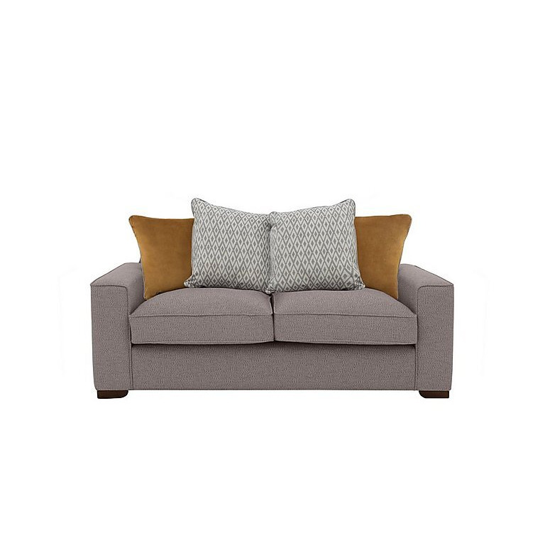 Cory 2 Seater Fabric Scatter Back Sofa Bed Dallas Taupe & Mustard