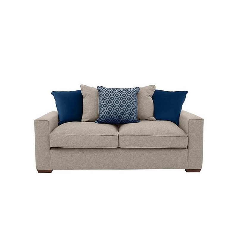 Cory 3 Seater Fabric Scatter Back Sofa Bed Dallas Natural & Blue Pack