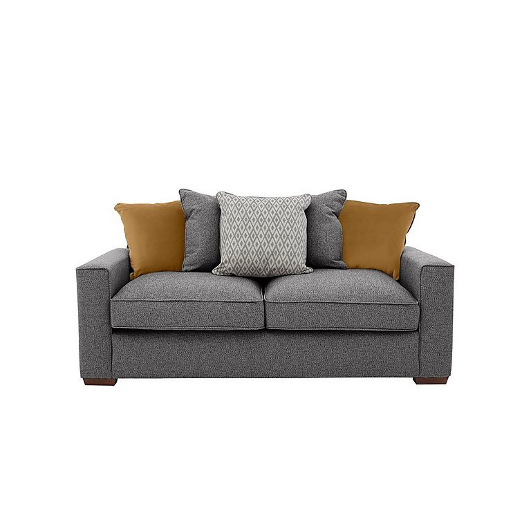 Cory 3 Seater Fabric Scatter Back Sofa Bed Dallas Charcoal & Mustard