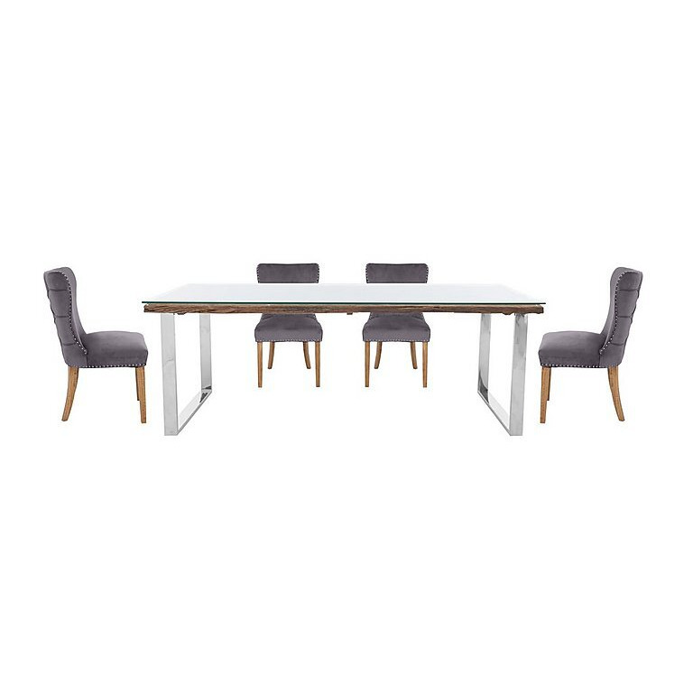 Chennai Dining Table with ULeg Base and 4 Luxe Chairs 220cm Grey