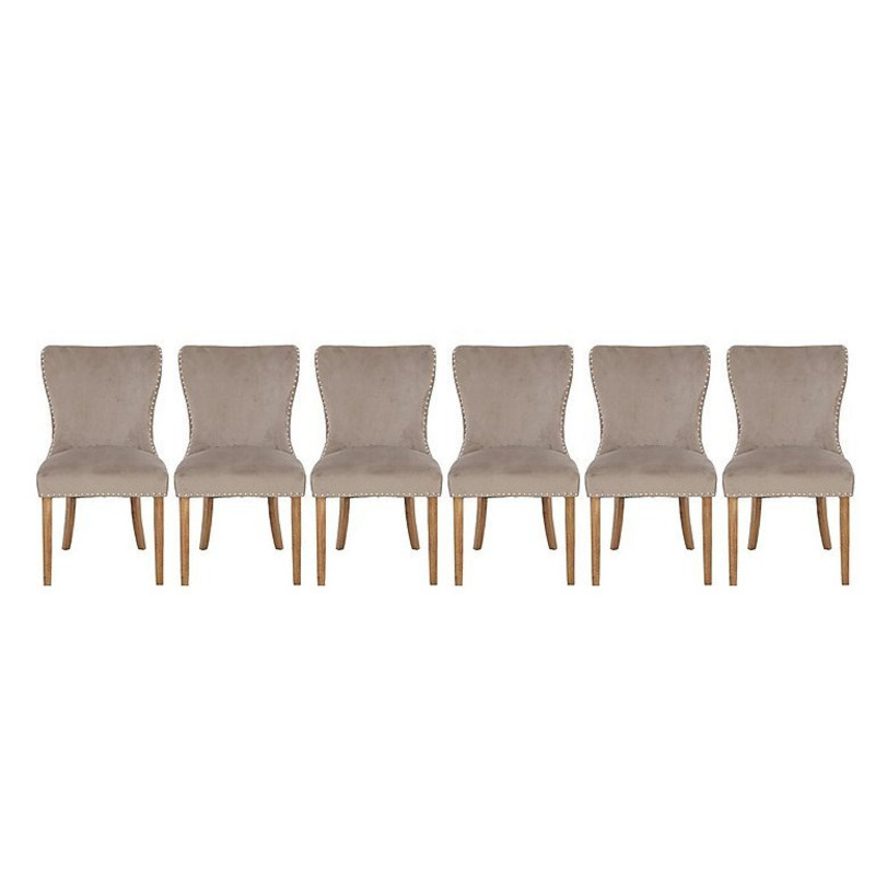 Chennai Set of 6 Luxe Dining Chairs Taupe by Furniture Village