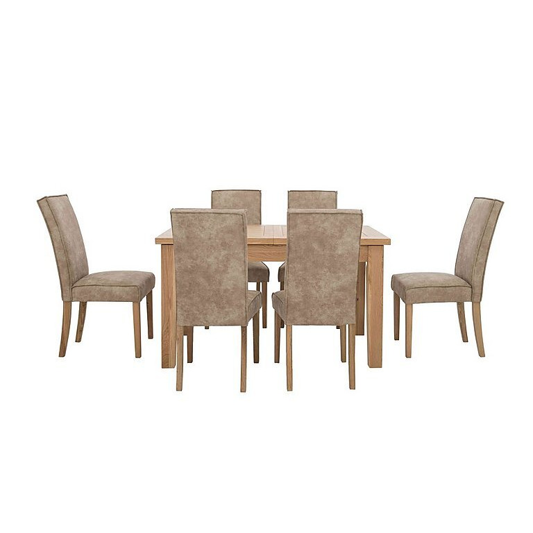 Furnitureland California Solid Oak Rectangular Extending Table and 6