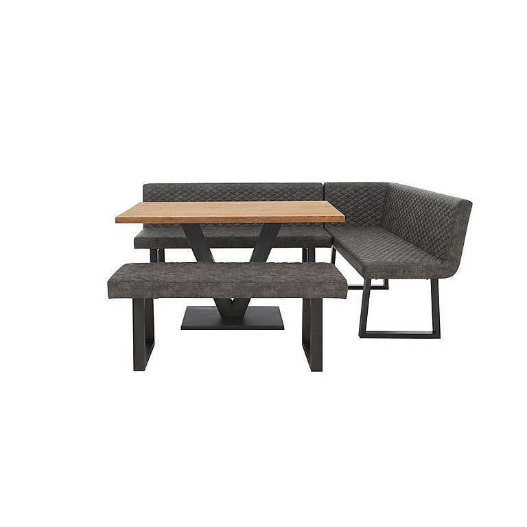 Compact Earth Dining Table, Right Hand Facing Corner Bench and Low