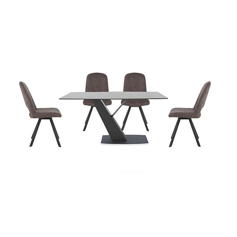 Enterprise 150cm Fixed Dining Table and 4 Swivel Dining Side Chairs by