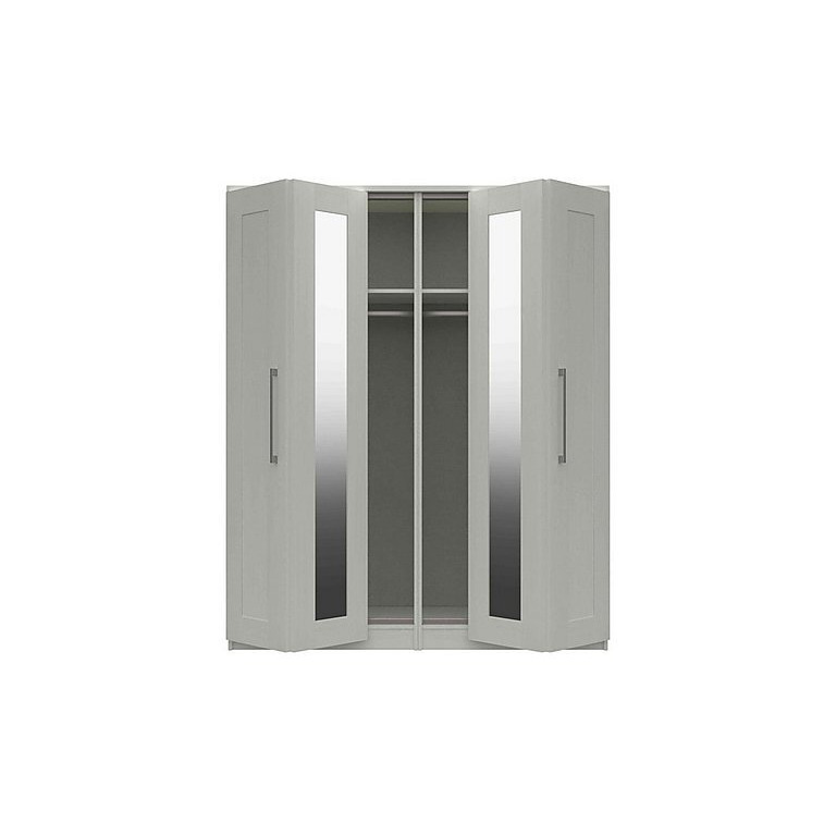 London Bedrooms Fenchurch 4 Door Bifold Wardrobe with Mirrors White