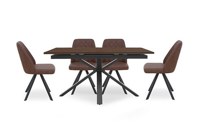 Mars Pop-up Dining Table with 4 Faux Leather Swivel Chairs by Furniture Village | ufurnish.com