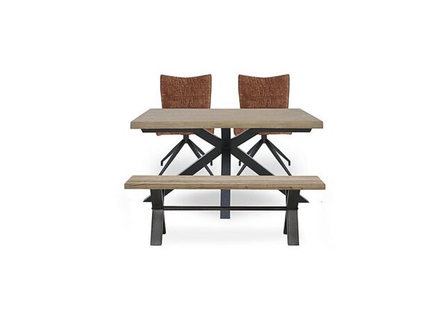 Saturn Small Live Edge Dining Table with a Bench and 2 Swivel Chairs by ...