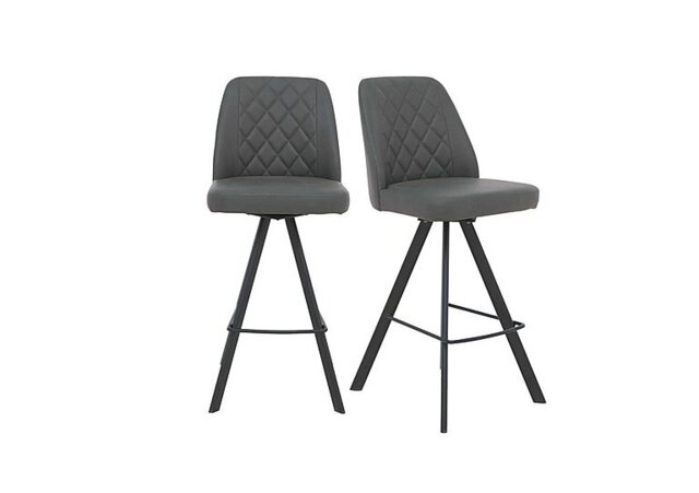 Mars Pair of Faux Leather Swivel Bar Stools - Grey by Furniture Village ...