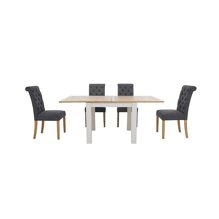 Furnitureland Hamilton Flip Top Dining Table and 4 Button Back Chairs