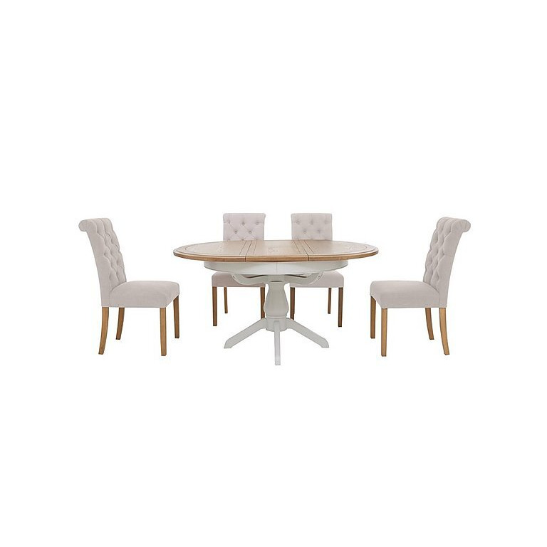 Furnitureland Hamilton Round Extending Dining Table and 4 Button Back