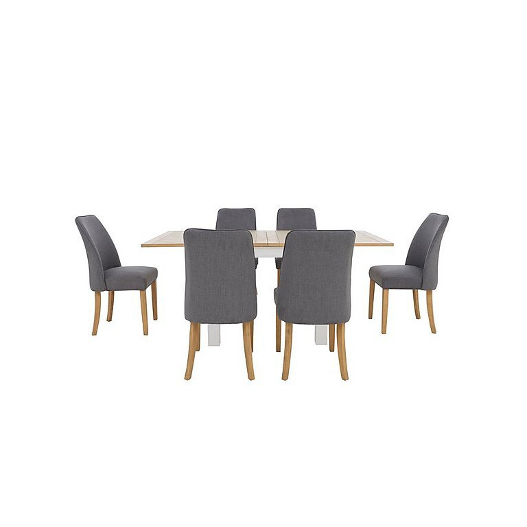 Furnitureland Hamilton Flip Top Dining Table and 6 Fabric Chairs by