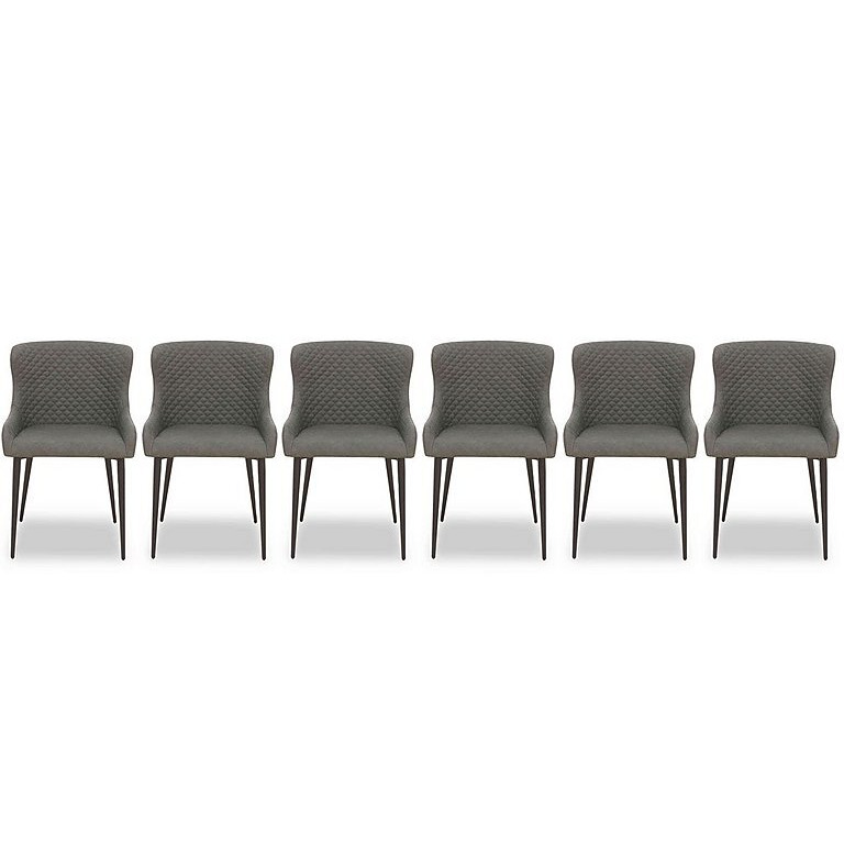 Hanoi Set of 6 Faux Leather Dining Chairs Slate Grey by Furniture
