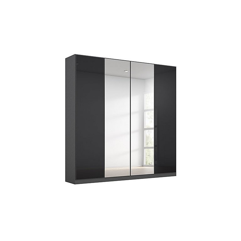 Rauch Hobart 4 Door Bifold Wardrobe with 2 Mirror Doors Metallic Grey by Furniture Village