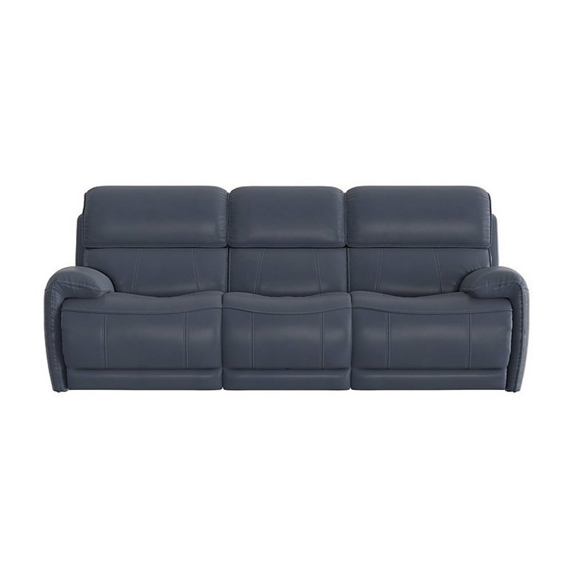 Link 3 Seater Leather Power Recliner Sofa with Power Headrests Blue