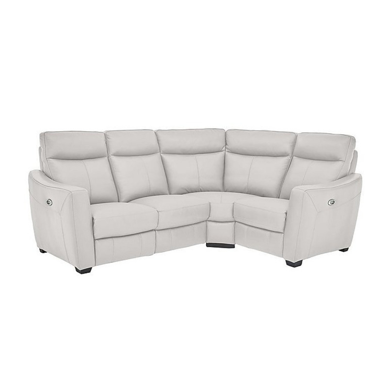 Compact Collection Midi Leather Power Recliner Corner Sofa White