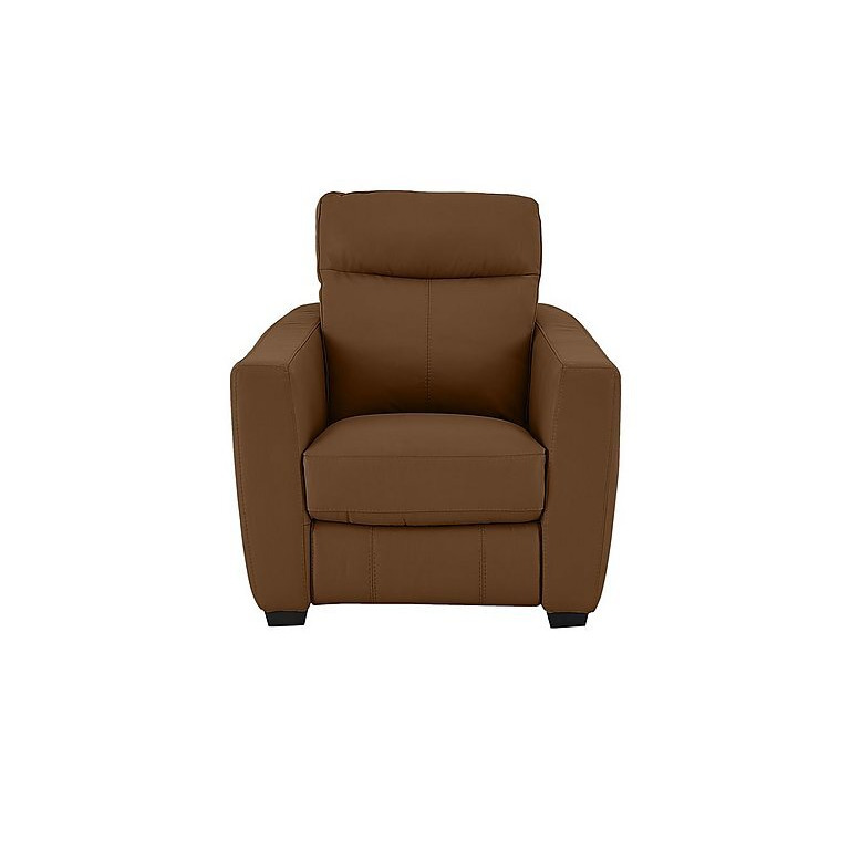 Compact Collection Midi Leather Manual Recliner Armchair - Brown- World of Leather