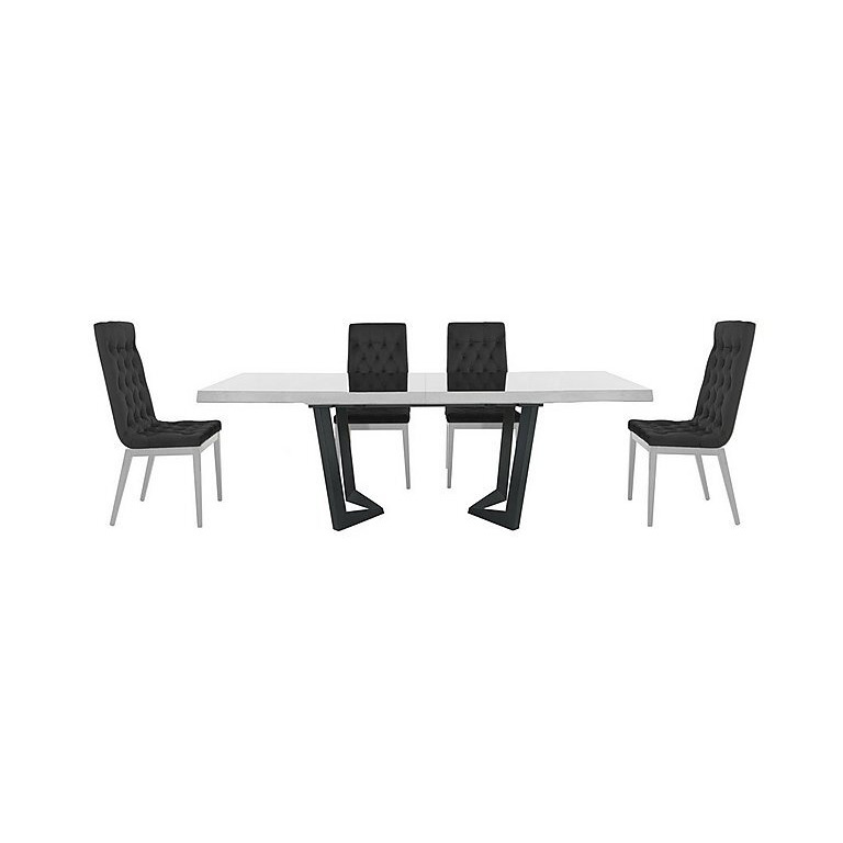 Palazzo 200cm Extending Dining Table in Glossy White with 4 Capitonne