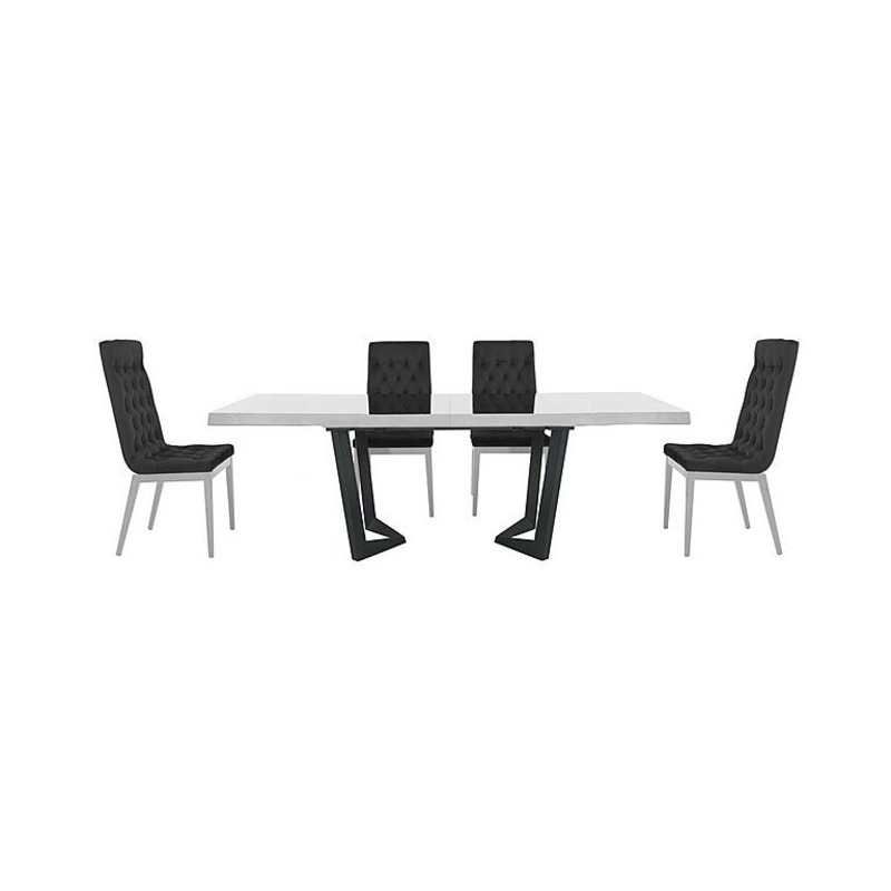 Palazzo 200cm Extending Dining Table in Glossy White with 4 Capitonne