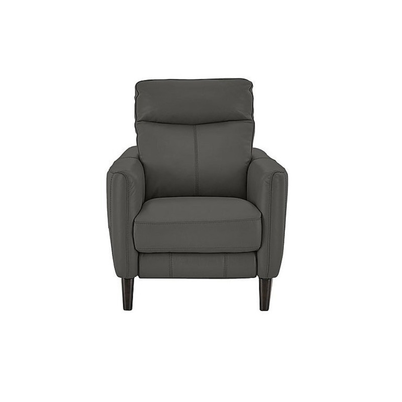 Compact Collection Petit Leather Recliner Armchair Grey World of